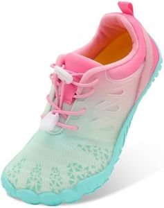 L-RUN Kids Water Hiking Shoes Barefoot Shoes Toddler Quick Dry Water Shoes for Girls Blue Pink M US 13.5 Little Kid=EU32