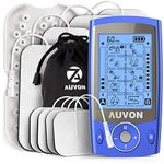 AUVON Dual Channel TENS Machine for Pain Relief, TENS Unit Muscle Stimulator with 20 Modes, 2" and 2"x4" TENS Pads Replacement (Blue)