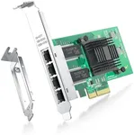 1.25G Gigabit Network Card (NIC) with Intel I350-AM4 Controller Compatible for I350-T4, Quad RJ45 Ports, PCI-E 2.1 X4