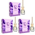 AIRGANIC Aroma Swing Combo Offer: Lavender |Pack 3| Aroma with Essential Oils in Glass Bottle with Wooden Diffuser Lid| Car Hanging Accessories| Car Accessories Interior