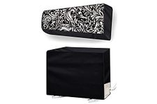 Stylista ac Cover Set of Indoor and Outdoor Unit for 2 ton Capacity Floral Pattern Black