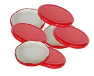 Pure Source India Metal Lug Cap Lid for Glass jar, 6 Pieces, 63 mm, Red