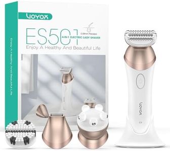 VOYOR 4 in 1 Rasoio Elettrico Donna Rasoio Intimo Donna Secco e Bagnato Inclusi Testa di Rasoio,Rifinitore per Zona Bikini,Il Viso Pulisce,Testa di Massaggio Set di Rasoi da Donna ES501(Champagne oro)