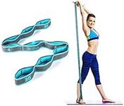 DEHUB Stretch Strap, Elastic Yoga Stretching Strap, Multi-Loop for Physical Therapy, Pilates, Yoga, Dance & Gymnastics Exercise and Flexible Pilates Stretch Band (Blue)