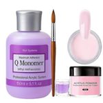 Professional Acrylic Nail Extension Kit, 150ml Liquid Monomer with Powder, Dappen Dish, Brush for Nail Art (Pink)