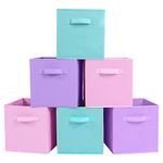 ShellKingdom Storage Bins, Foldable Fabric Storage Cubes And Cloth Storage Organizer Drawer For Closet And Toys Storage, 6 Pack (Lavender+Light Blue+Pink)