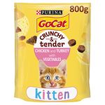 Go-Cat Crunchy & Tender Kitten Dry Cat Food Chicken & Veg 800g, Pack of 4