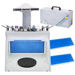 OPHIR Portable Airbrush Spray Booth Kit, Airbrush Paint Booth with Extra 2 Filters, 3 Led Lights, 1 Paint Holder, 4 Airbrush Holders, for Model Parts, Crafts, Cake Decorations Etc Airbrushing Indoor