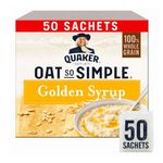 Golden Syrup Quick Porridge Oats - Whole Grain 50 of Golden Syrup Porridge Sachets Quaker Oats so Simple Sachets. Instant Oats Ready Meal Healthy Food for Kids School Breakfast with Topline Card