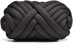 Striped Velvet Chunky Yarn Bulky Giant Arm Knitting Yarn, Super Soft Jumbo Tube Weight Yarn, Hand Making Yarn for Blanket, Pet Bed, Rugs Pillow Black 1.1lb