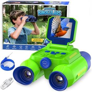 Binoculars for Kids with Night Vision, Ahalfcit 2.4" HD Screen & 10X Zoom for Photo and Video - Outdoor Adventure Binoculars Bird Watching, Camping, Hiking, Gifts for Kids Ages 4+ (Green)