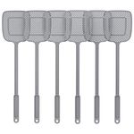 MR.SIGA Heavy Duty Long Handle Fly Swatter, Gray, 6 Pack