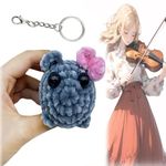 Doraler Sad Hamster Keychain W Violins Sound,Sad Hamster Keyring,Plush Keyring, Meme with Pink Bow Key Rings Chains Keychain Crochet Gifts For Car Kids Daughter/Her Women Friends