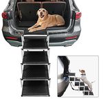 KELIXU Dog Car Ramp Dog Steps for Large Dogs, Pet Stairs with Support Bar for Cars and SUV, Lightweight Aluminum 5 Steps Pet Ramp with Non-Slip Surface, Support 80KG