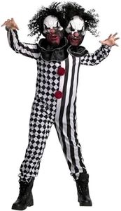 Morph Deluxe - Disfraz Payaso Asesino Niño 2 Cabezas, Disfraz Payaso Asesino Niña, Disfraz Payaso Siniestro Niños, Disfraz Payaso Halloween Niño, Disfraz Halloween Niño Payaso Miedo Talla L