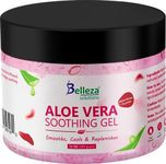 Belleza Solutions Aloe Vera Soothing Gel from freshly cut 100% Pure Aloe - Big 12oz - Vegan, Unscented - For Face, Skin, Hair, Sunburn relief (Hibiscus)