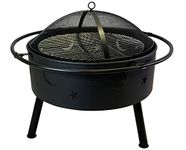 Selections Outdoor Fire Pit Bowl with BBQ Grill, Safety Guard and Poker