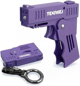 Mini Stun Gun with Keychain, Rechargeable Personal Security Device with Safety Switch, LED Flashlight(Purple)