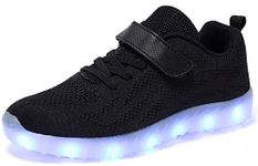 nishiguang LED Light Up Shoes Kids Girls Boys Breathable Flashing Slip-On Sneakers (Toddler/Little Kid/Big Kid), 10 UK Child, B-black