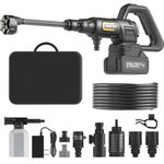 Cordless Pressure Washer Battery Powered; 1200PSI Cordless Power Washer with Brushless Motor, Battery, 6-in-1 Nozzle, 3 Level; Handheld Portable Pressure Washer (Titanium Black)