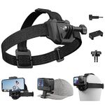 Adaptom Head Strap Cap Clip Mount with Phone Clip Vertical Mount Kit, 2-in-1 Cellphone POV Selfie Holder Head Mount for GoPro Max Hero Insta360 DJI Action iPhone Android, Video, Vlog