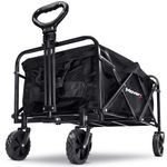 MoverX 70L Festival Trolley on Wheels, Folding Wagon, Portable Camping Cart, Collapsible Foldable Trolly for Beach Outdoor Garden Picnic Shopping Fishing, Wide Wheels, Adjustable Handle, Black