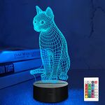 Lampeez Cat Night Light, 3D Illusion lamp for Kids 16 Colors Changing with Remote Control Kids Bedroom Decor as Xmas Holiday Birthday Gifts for Boys Girls