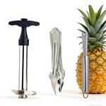 Pineapple Cutter, Stainless Steel 3-Piece Set with Corer and Slicer, Efficient Kitchen Tool for Daily Fruit Preparation, Compact Design for Easy Storage, Durable Construction for Long-Lasting Use