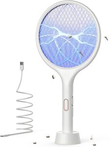 YISSVIC Electric Fly Swatter 4000V – USB Rechargeable Mosquito Zapper Racket with Stand, Indoor/Outdoor