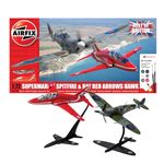 Airfix Aircraft Model Building Kits - Supermarine Spitfire & RAF Red Arrows Hawk Miniature Craft Kit, 1/72 Scale Plastic Model Plane Kits for Adults to Build - Aeroplane Gifts for Men