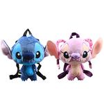 uiuoutoy 2 Pcs Cartoon Children Backpack Lilo Stich Angel Plush Backpack Soft Stuffed Boys Girls School Bag Coin Purse