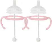 Straw Transition Cup Kit for Comotomo Baby Bottles | Conversion Kit Fits 5 Ounce and 8 Ounce Bottles | Soft, Silicone Straw Top Bottle Nipple & Weighted Straw to Help Baby Transition | 2 Pack (Pink)
