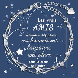 CheersLife Cadeau Meilleure Amie Bracelet Amitié Femme Bracelet Meilleure Amie Cadeau Bracelet Argent Femme Cadeau pour Une Amie Bracelet d'Amitié Cadeau Noel Femme Cadeau Anniversaire pour Amie