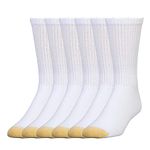 Gold Toe Men's Harrington Crew Socks, Multipairs Casual, White (6-Pairs), Large (Pack of 6)