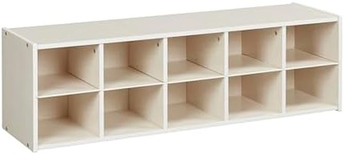 ECR4Kids Streamline 10 Cubby Tray Storage Cabinet, 2x5, Classroom Furniture, White Wash