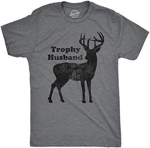 Mens Trophy Husband Tshirt Funny Hunting Buck Deer Fathers Day Tee (Dark Heather Grey) - 3XL