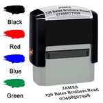 Personalized Stamp 38x14mm Custom Self-Inking Business Address Rubber Stamps Up to 3 Lines-4 Color and Font Choices