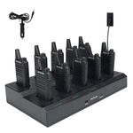 Retevis RT622 Walkie Talkie, PMR446 Squelch VOX, Emergency Alarm, Portable Lightweight Walkie Talkies Professional for Adults, Schools (Black, 10 Pack) (10-way charger)