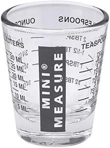 Kolder Mini Measure Heavy Glass, 20-Incremental Measurements Multi-Purpose Liquid and Dry Measuring Shot Glass, Black