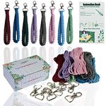 Ewparts Adult DIY Craft Macrame Kit Boho Starter Macrame Bracelet Making kit Includes Key Rings Clips Precut Macrame Cord and Instructions to Make Macrame Lanyards,Macrame Beginners Adult Craft Kits