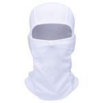 Balaclava Face Mask Adjustable Windproof UV Protection Hood, White, One Size