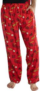 DC Comics Men's Classic The Flash Comic Allover Print Loungewear Pajama Pants (SM) Red