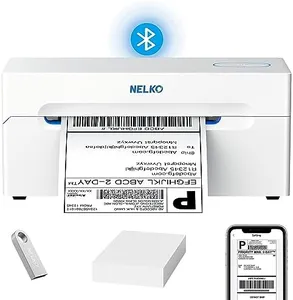 Nelko Bluetooth Thermal Label Printer, Wireless 4x6 Shipping Label Printer for Shipping Packages, Support Android, iPhone and Windows, Widely Used for Amazon, Ebay, Shopify (Sliver White)