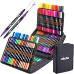 120 Color Ohuhu Dual Brush Markers: Brush Fine Tips Water-Based Art Marker for Adult Coloring Books Drawing Calligraphy Sketching Bullet Journal Portable Storage Case Pen Gift