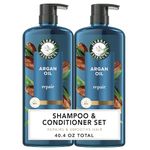 Herbal Essences Pure Plants Argan Oil Shampoo and Conditioner Set, with Certified Camellia Oil and Aloe Vera, For All Hair Types, Especially Damaged Hair, 1.2 L Total (2 Count of 600 mL Each)