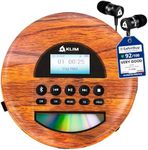 KLIM Nomad Wood - New - Portable CD Player Walkman - Long-Lasting Battery - Includes Headphones - Radio FM - Compatible MP3 CD Player Portable - TF Card Radio FM Bluetooth - Ideal for Cars