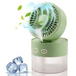 fenshine Spray Cooling Fan USB Mini Fan Desktop Foldable Cold Air Humidification Spray Fan Multifunctional Night Light (Green)