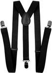 LOLELAI Suspenders for Women and Men | Elastic, Adjustable, Y-Back | Pant Clips, Tuxedo Braces, Black, Large