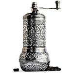 Bazaar Anatolia Turkish Pepper Mill Grinder Refillable Spice 4.2" Manual Crank Handle (Dark Silver)