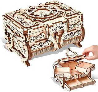 Varbertos 3D Wooden Puzzle Mechanical Treasure Box, Wood Creative Assembly Model Building Kits to Build for Adults and Teens, DIY Wooden Puzzle Hobbies Projects Gift for Women and Kids